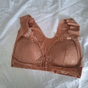 Brown front hooking bra
